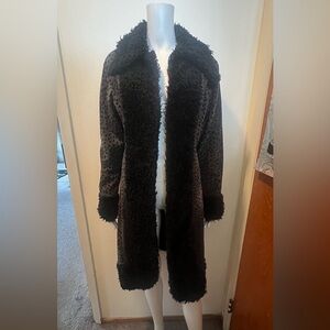 Leopard Print Velvet Jacket with Black Collar Front Panel Lg